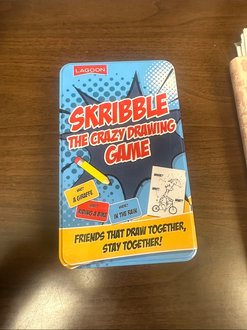 Skribble The Crazy Drawing Game - Blue & Yellow Tin
